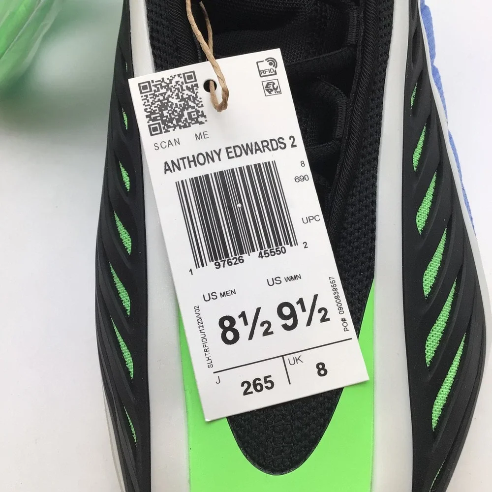 Adidas Anthony Edwards 2 Mens Size 8.5 Basketball Shoes Blue Green JR4359 NEW
